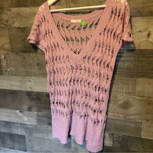 OLD NAVY Pink short sleeve sweater, v-neck Sz XL